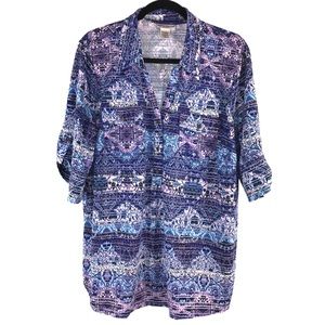 Purple Blue Semi Sheer Summer Tunic